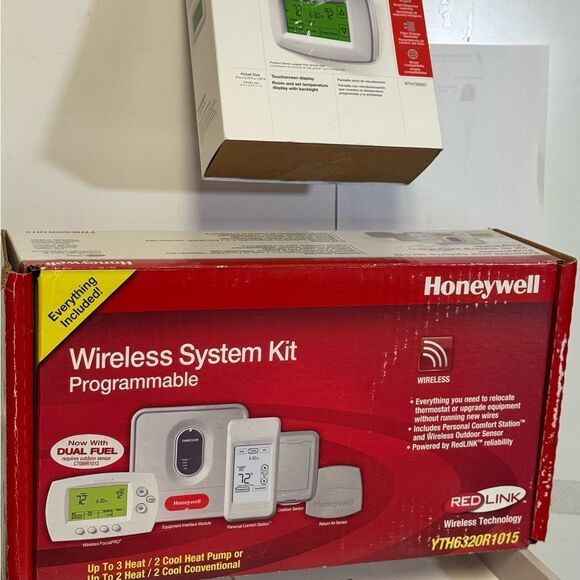 Wireless System Kit - Red by Honeywell in box and a extra programmable thermost - Picture 1 of 12